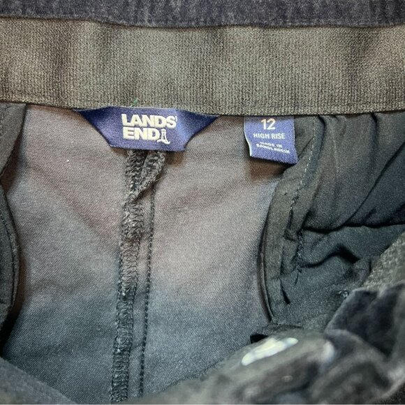 Lands End Womens Velvet Tapered Pants Size 12 Black High Rise Crop Casual Y2K - Picture 2 of 10